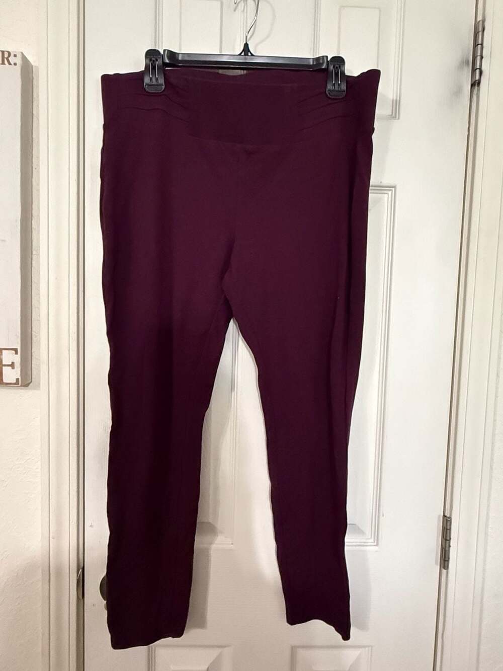 Dictionary Brand Women's Pull-On Ponte Trousers in Burgundy, Size XL